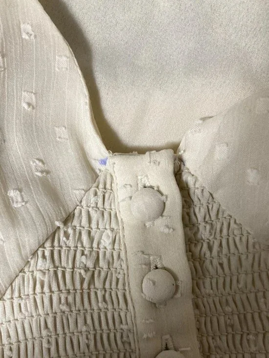 Patrons of Peace Cream Polka Dot Long Sleeve Tiered Cottagecore Maxi Dress - Picture 8 of 13